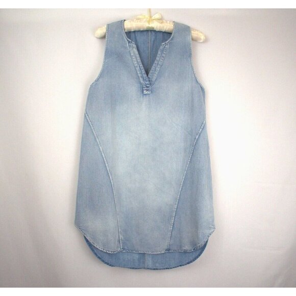 Vintage Chambray Tunic Dress Womens M Athleisure Gorpcore Granola Girl Lagenlook - Picture 3 of 8